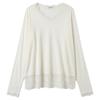 Women's 270g Thermal Fleece V-Neck Top with Lace Trim, Loose-Fit for Layering in Autumn/Winter