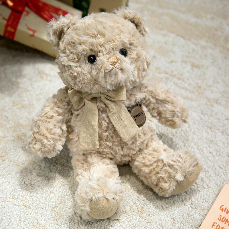 Cross-Border Printed Bow Tie Teddy Bear Plush Toy - Small Bedtime Doll for Girls