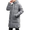 Winter Down Coat Hooded Thickened Solid Color Padded Cardigan Keep Warm Midi Length Zip Up Plus Size Men Winter Coat for Daily Wear