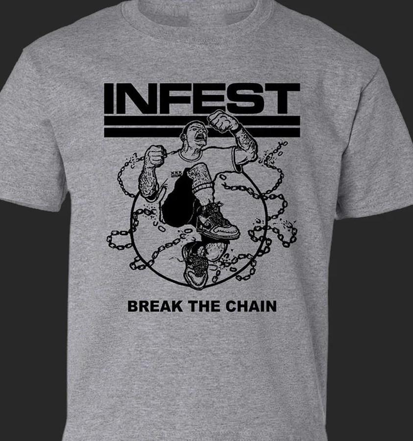 vtg Infest BAND gray  Unisex tee All sizes S to 345Xl Unisex T-Shirt S