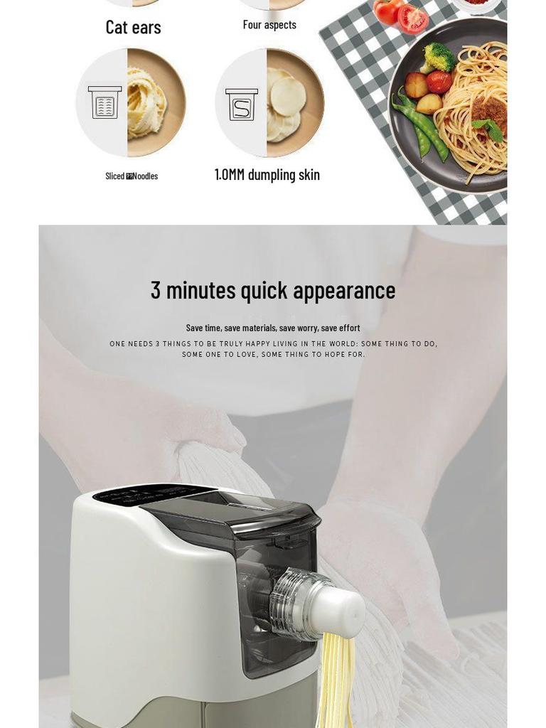 Compact Electric Multifunctional Noodle Maker: Automatic Dough Press, Kneader, and Dumpling Skin Mixer
