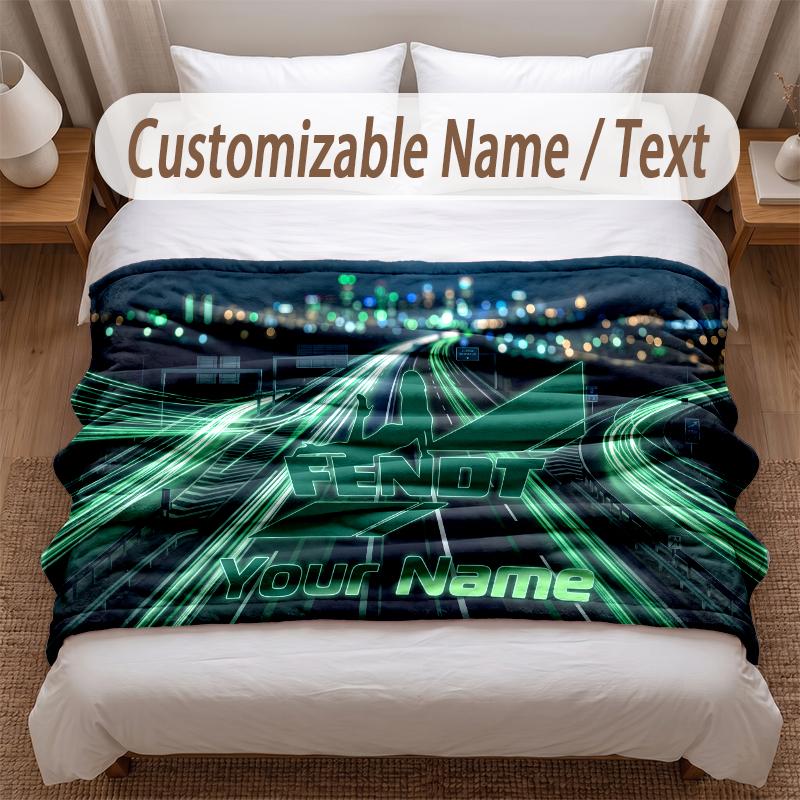 Fendt Printed Flannel Blanket Custom Name Text Soft Warm Throw For Bedroom Holiday Gift