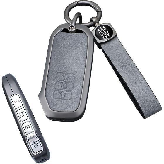 

Key Fob Cover Fit for Kia EV6 GT-Line K8 V6 Zinc Alloy Key Case with Keychain Key Shell Protector 7 Button 7 Button-Long keychain-Gr