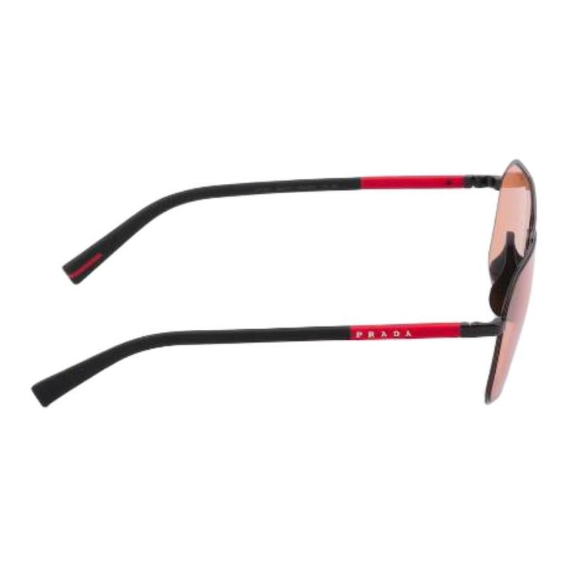 Prada Temple Brand Logo Design Metal Aviator Style Sunglasses Men's Black