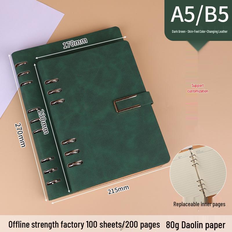 A5 Loose-Leaf Notebook Gift Set: Business Diary with Hollowed 6-Hole Design and Customizable Logo
