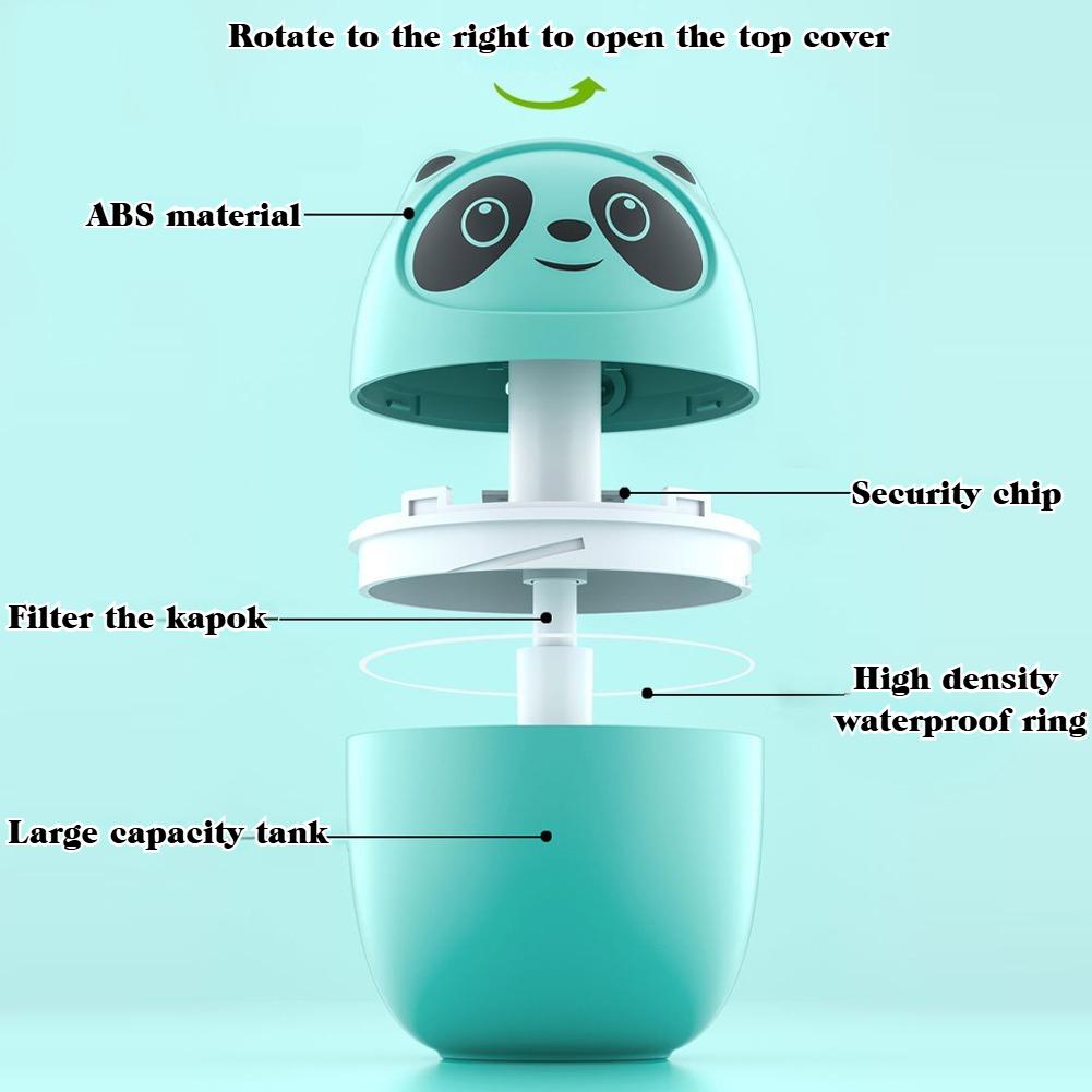 Portable Cute Panda USB Humidifier Aroma Diffuser Night Light Cool Mist Plant Purifier for Household Desktop Travel