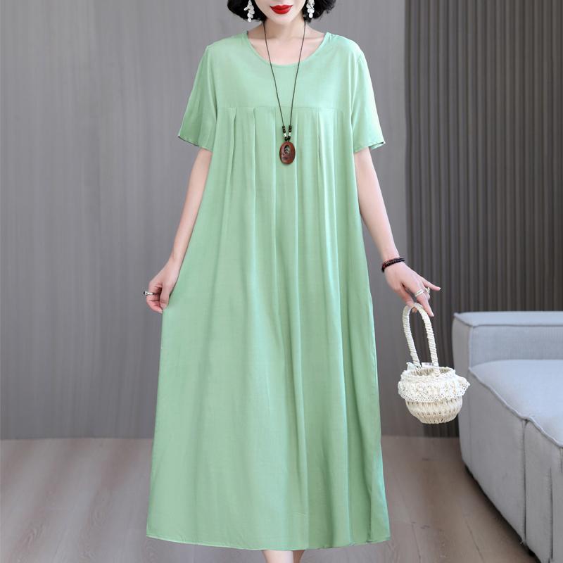 Women's Loose Dresses Elegant Plus Size Short Sleeve Casual Summer Oversize Long Dress Female Vintage Clothes