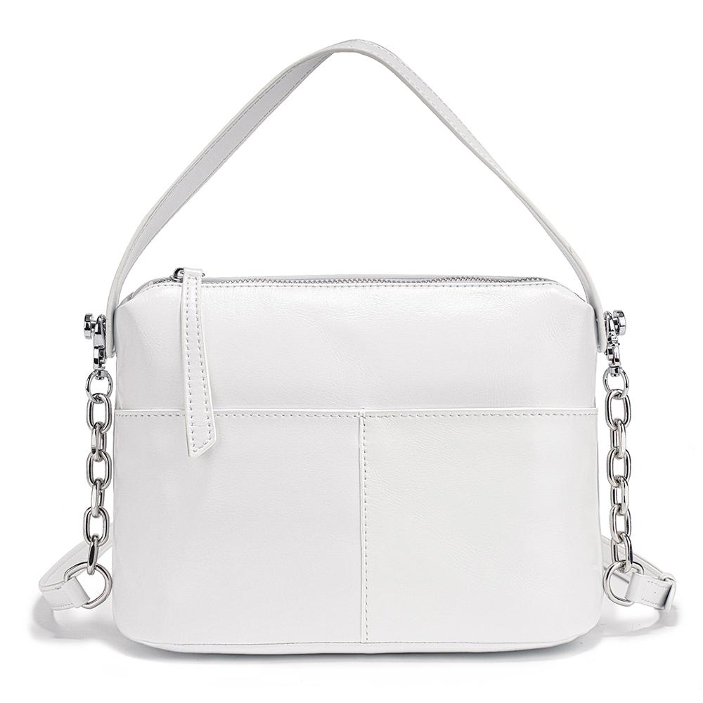 Zency 2025 Chain Handbag Soft Leather Shoulder Top-Handle Crossbody Bag