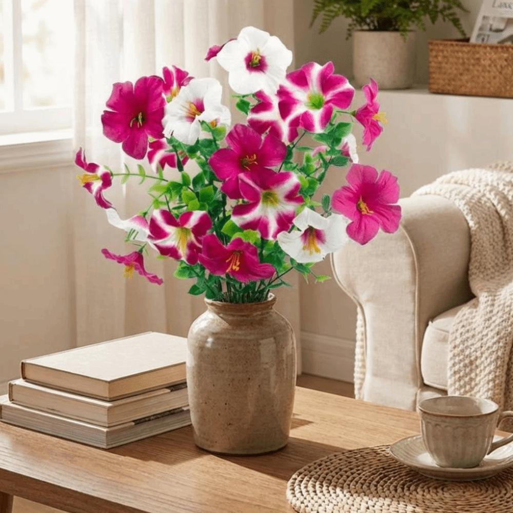 Realistic Silk Morning Glory Flowers UV Resistant Fake Flower Bouquets Faux Plant  Balcony Decor