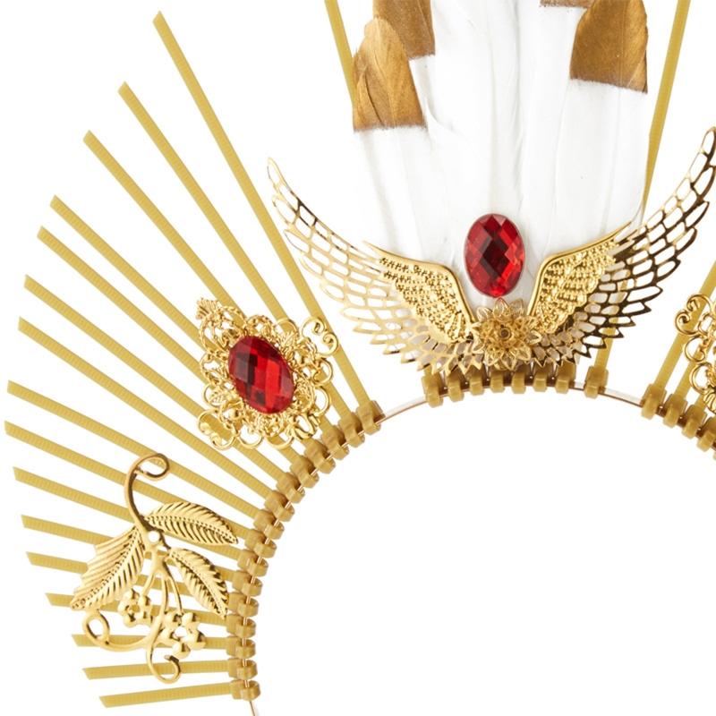 Lolita Crown Headband Halo Goddess Headpiece Lolita Halo Crown Headband Baroque Tiara Crown Gold  Halo Hair Hoop