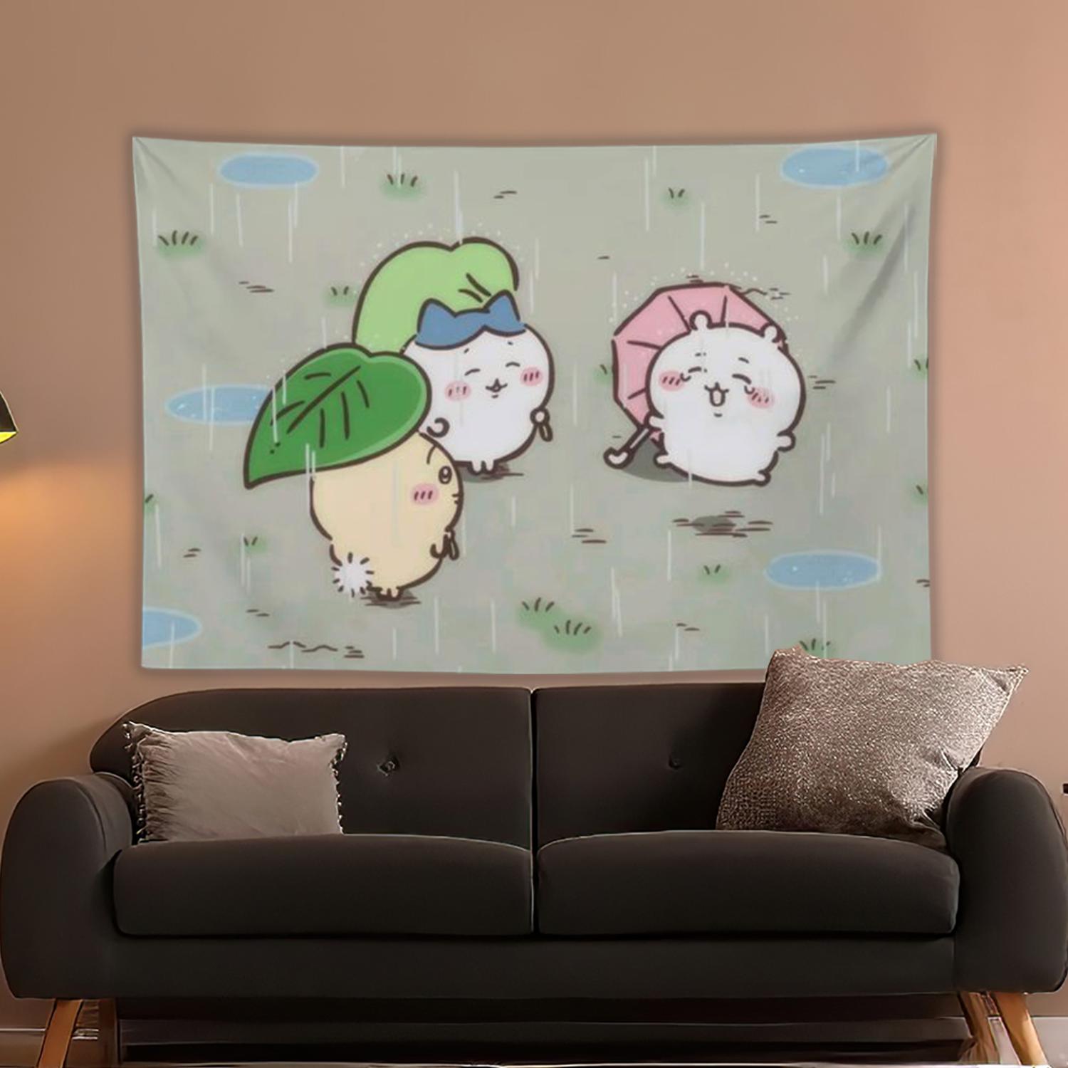 

Японское Аниме Усаги Каваии Хачиварэ Милый Чиикава Мультяшный Гобелен Украшение Комнаты Домашний Декор Спальня Настенный Тканевый 29x37in