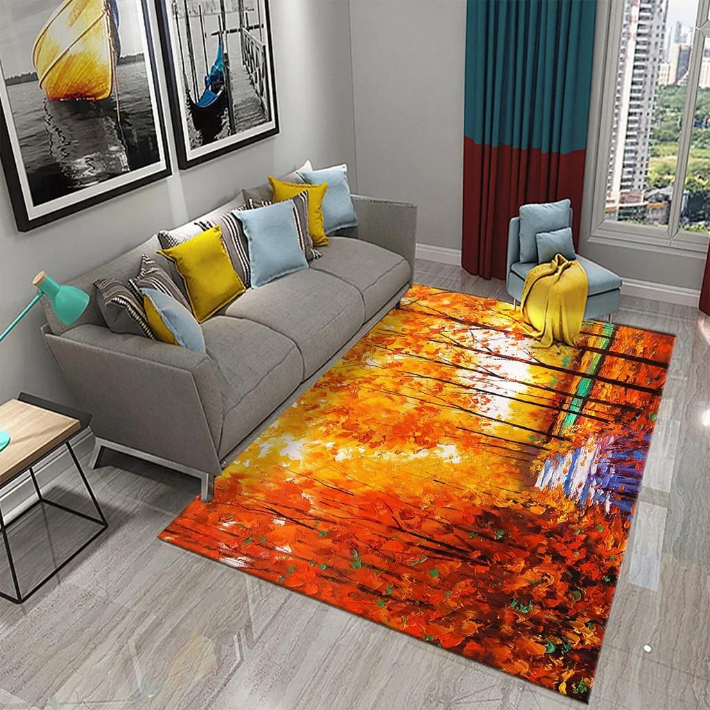 Tree Oil Painting Pattern Carpet Door Mats Doormats Kitchen Bathroom Non-Slip Carpet Living Room Bedroom Decor Floor Mat Rugs