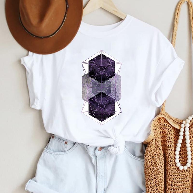 Fashion Casual Landscape Mountain Graphics Womens T-Shirt 90S Summer Blouse Loose White Short Sleeve O-Neck Female Tops Clothing