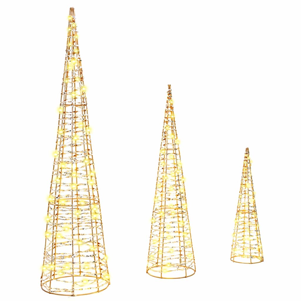 Christmas Tree with 90 LEDs 3 pcs Warm White 20 x 20 x 80 cm PET