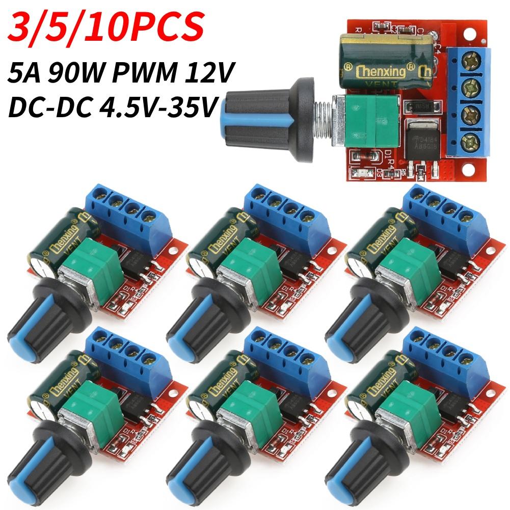 3-10pc 5A 90W PWM 12V DC Motor Speed Controller Module DC-DC 4.5V-35V Low Voltage Motor Speed Controller Adjustable Drive Module