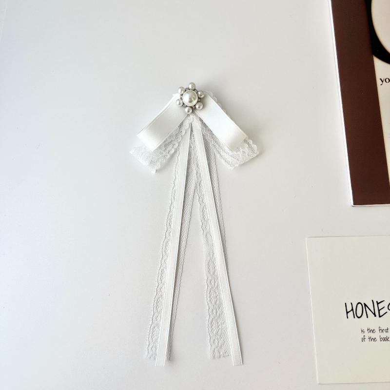 Černá krajková brož Mašle Bílá perlová brož Kravata Pro dámské oblečení Zdobení výstřihu Stuha Kravata Šperky Doplňky