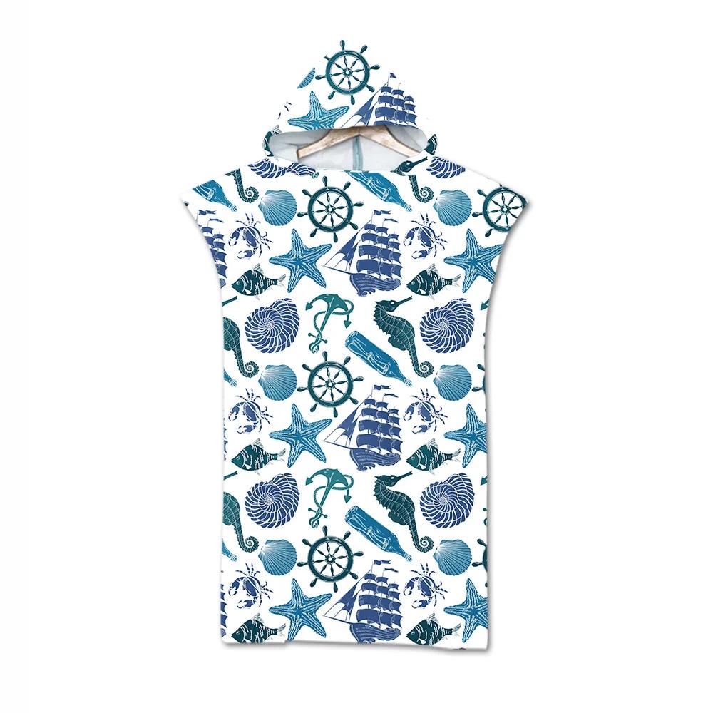 Toalla de Playa de Moda de Verano Microfibra Secado Rápido Capa Grande con Capucha Poncho de Animales de Dibujos Animados para Adultos Bata de Baño para Nadar Surf Toalla de Baño