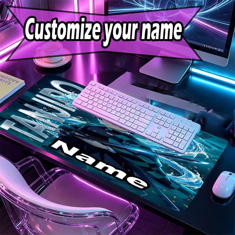 Benutzerdefinierter Name Personalisierte Dämonentöter Muster Mauspads, Laptop PC Schreibtischunterlage, Dekorative Schreibtischmatte für Zuhause Tastaturunterlage Geschenk