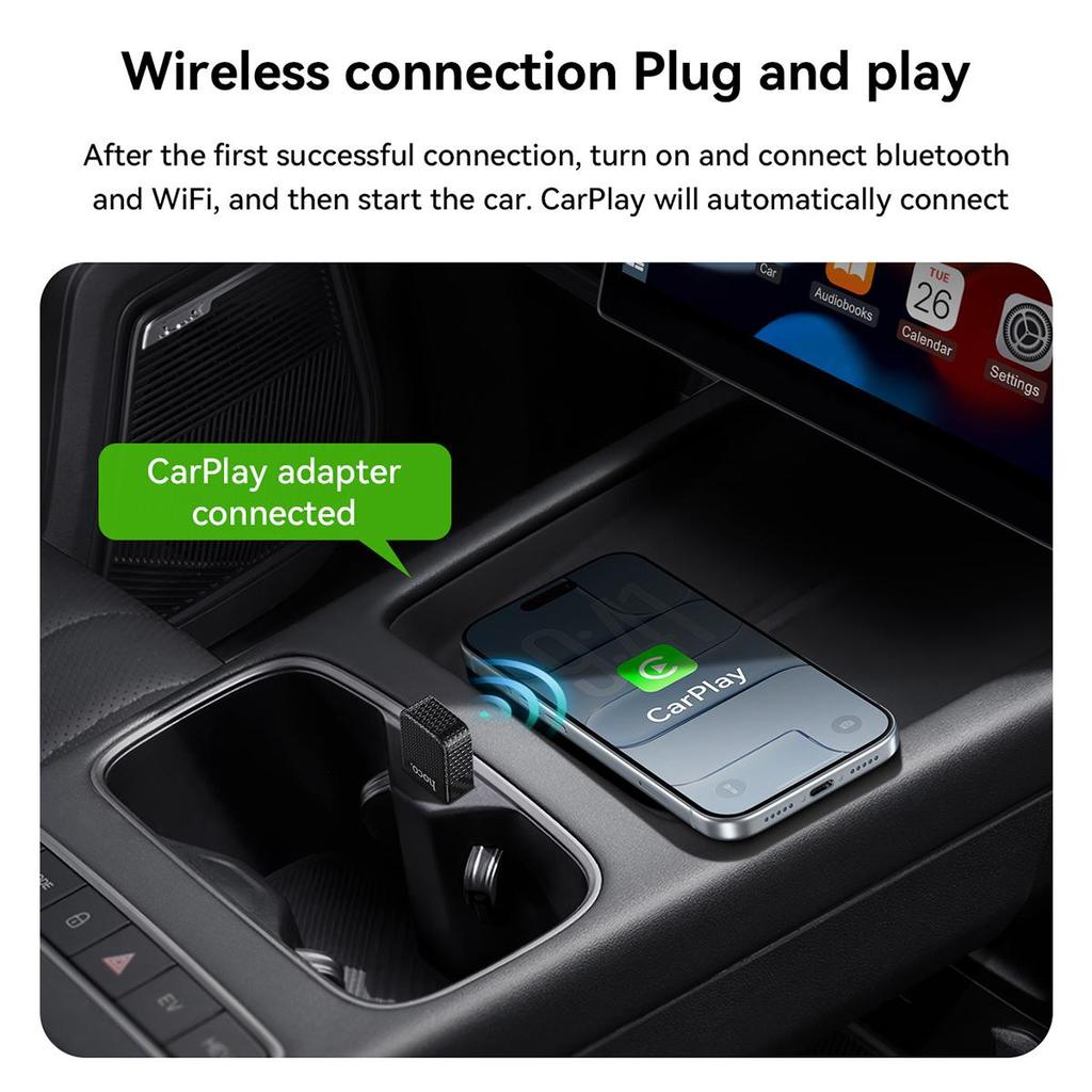 Hoco HU3 Wireless Carplay  Adapter, Usb-a/usb-c, Wi-fi 2.4/5 GHZ, Low Delay, for Cars with Wired Carplay