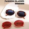 Retro  Oval Frame Sunglasses For Women Summer Sun Protection Fashionable Outdoor Street Photography Beach Vacation Sunglasses