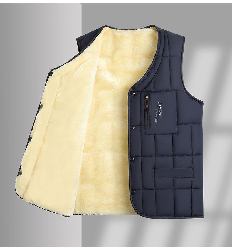 Men's Woodpecker Autumn/Winter Sleeveless Jacket - Middle-aged Dad's Thick, High-grade Cotton Vest.