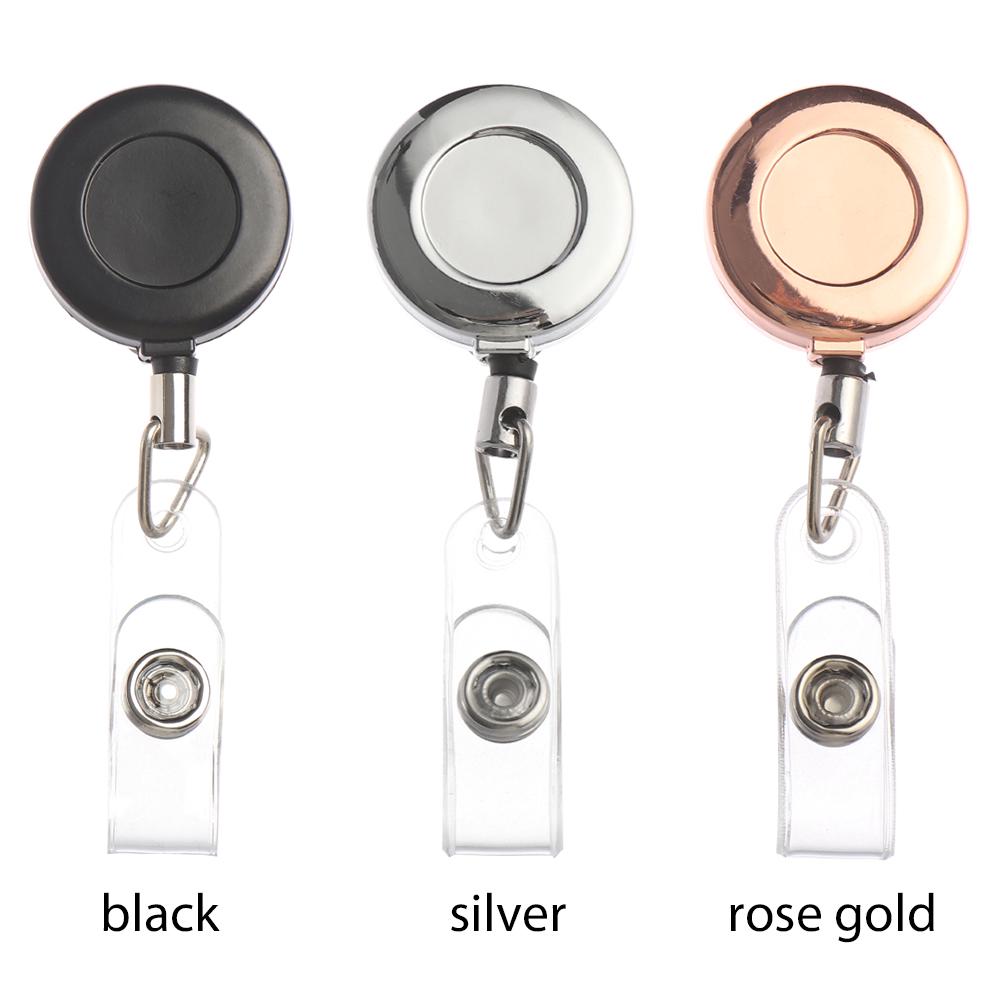 1PC Retractable Badge Pull Buckle Metal Retractable ID Card Badge Reel Holder Door Pass Chain Work Card Keychain Office Supply