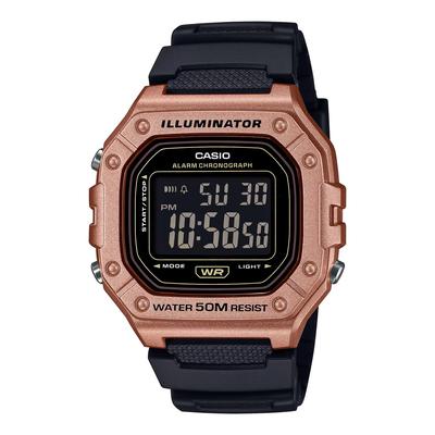 Digital Wristwatch W-218HM-5BV Unisex Cheap-Casio Copper Brown Metallic Import Model