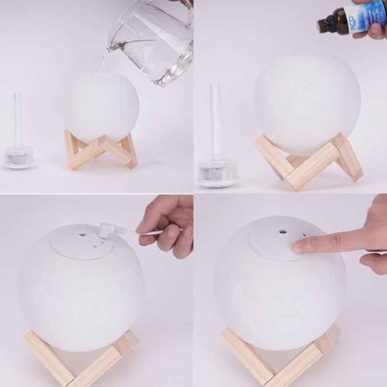 Moon Lamp Humidifier & Aroma Diffuser Night Light - Desktop Hydrating Spray Device for Bedroom