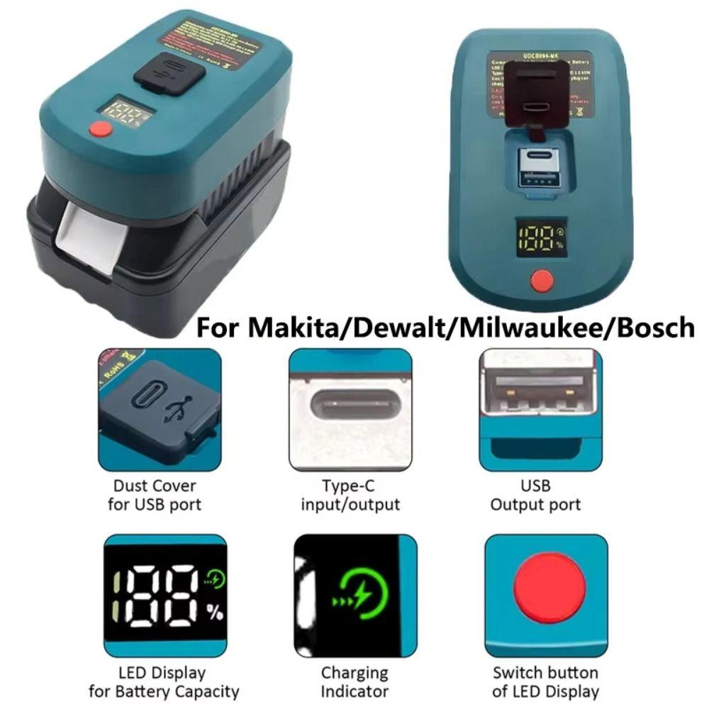 Portable Battery Converter Adapter for Makita/Dewalt/Milwaukee/Bosch For 18-20V Li-Ion Batteries
