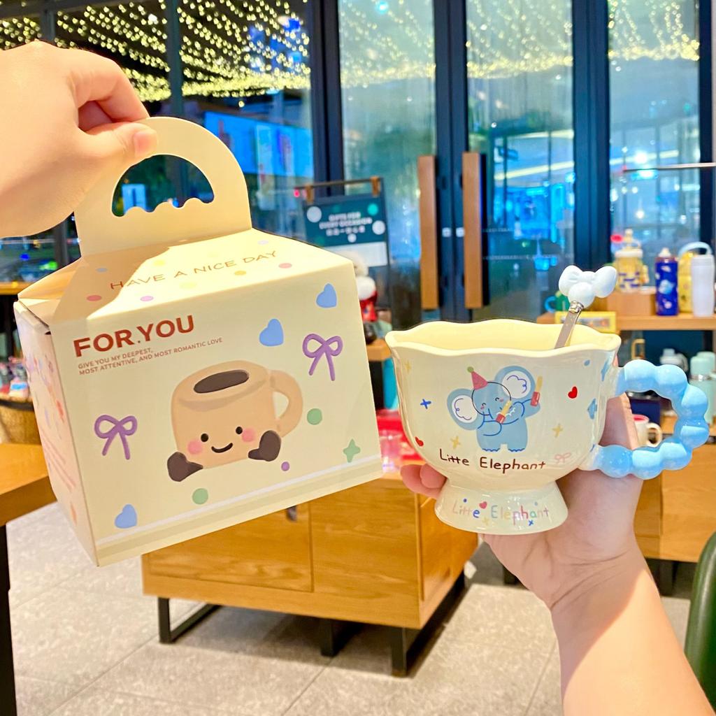 2025 Elephant Ceramic Cup High-Value Water Cup Couple Mug Birthday Gift For Boys And Girls