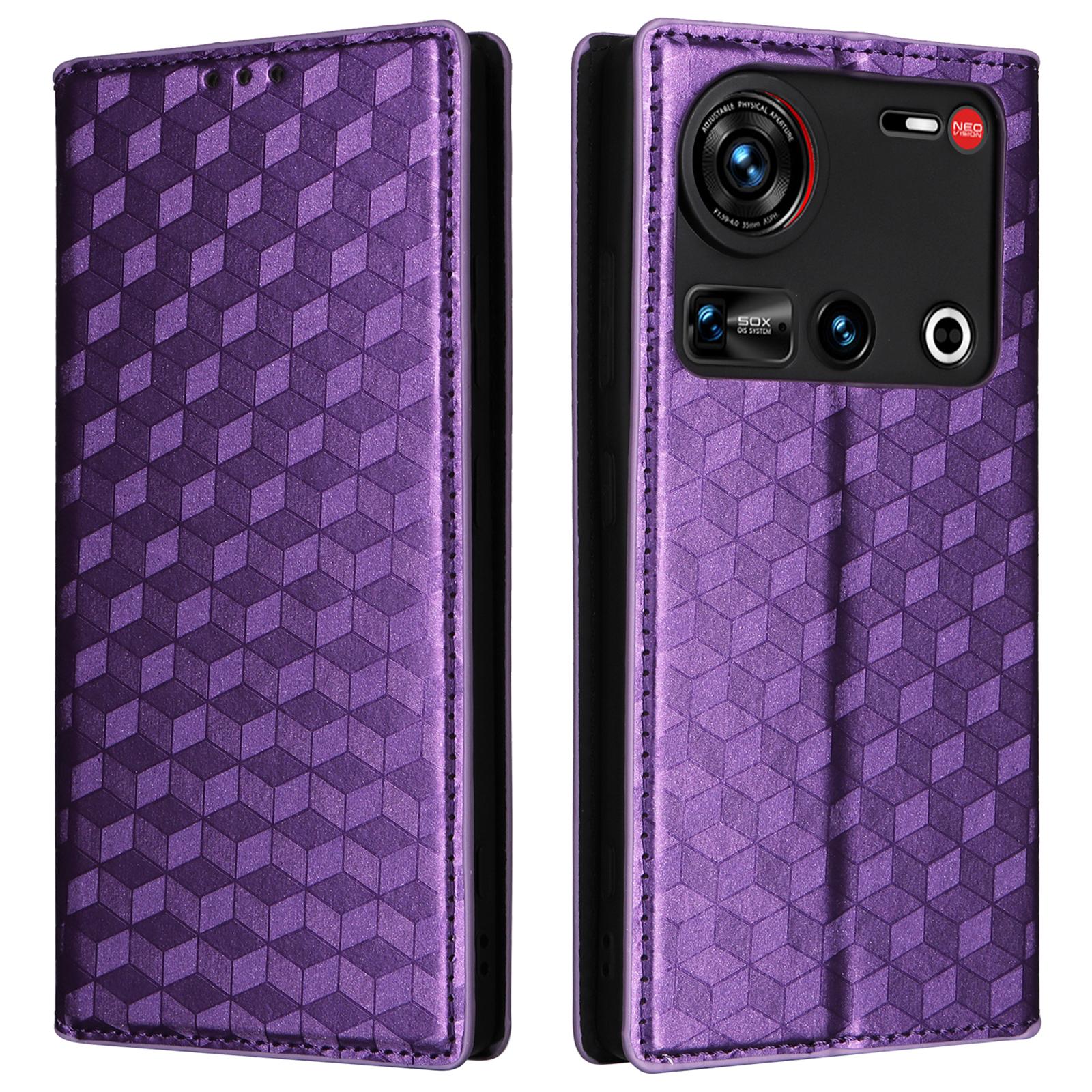 

Для ZTE nubia Z70S Ultra 5G/nubia Z70 Ultra 5G Чехол-кошелек Кожаный чехол для телефона с ромбовидным тиснением Purple