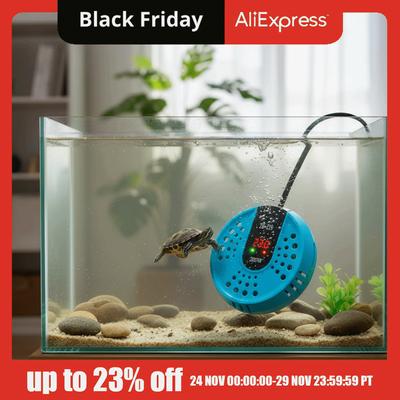 17-34°C Aquarium Turtle Heater Low Water Level LCD Display Mini Aquarium Heater Adjustable Automatic Water Tank Heating