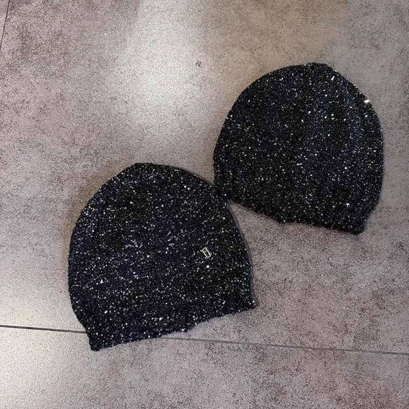 Knitted Fashion Sequined Hat With Bow And Letter Decorations For Daily Casual
