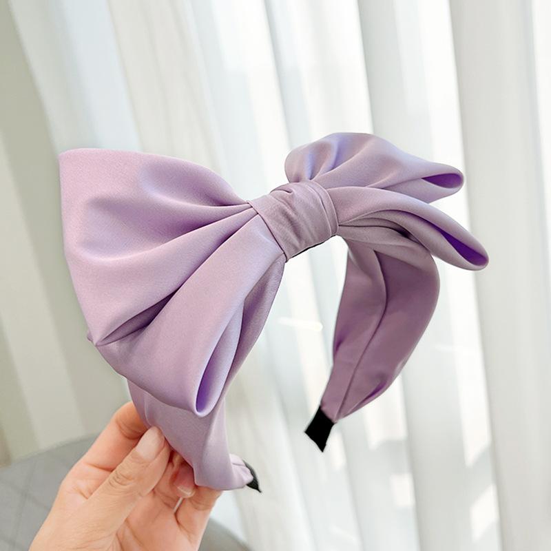 Women Girls Spring Colorful Silk Satin Bow Hairband Headband Adult Hair Accessories Hair Jewley