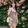 Purple New Chinese Short Cheongsam Improved Young 1011 New Girl High Sense Small Daily Summer