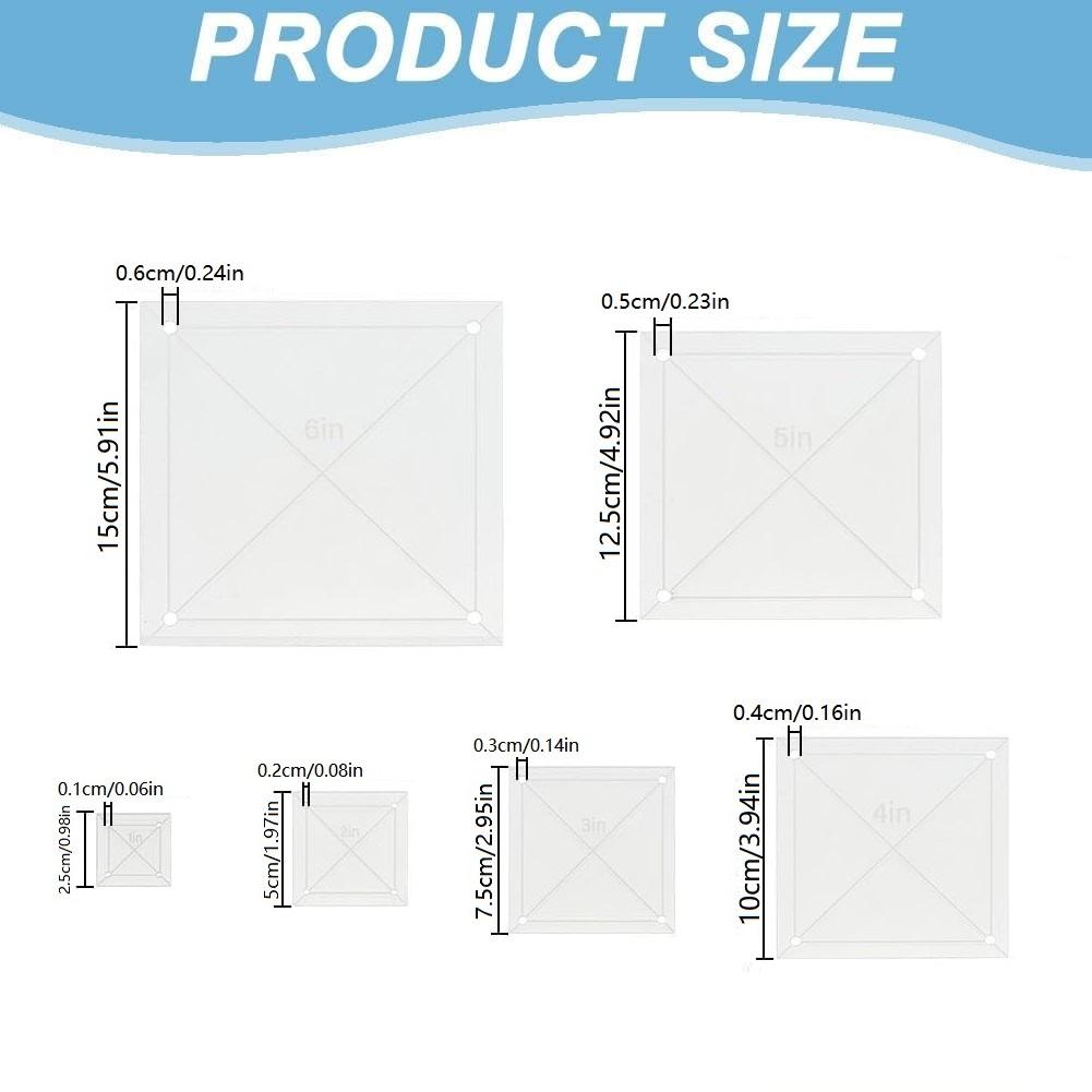 6 Piece Square-Quilting Templates Acrylic Patchworks Cutting Rulers Set Precision-Patchworks High-Visibility Sewing Guides Ruler
