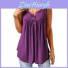 Elegant Women Ruffle O Neck Swing Tunic Blouses In Chic Button Sleeveless Design