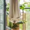 Punch-free Partition Curtain Striped Cotton and Linen Fabric Hanging Curtain Household Door Curtain Kitchen Coffee Half Curtain