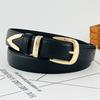 Pu Womens Modern Leather Belt With Gold Metal Pin For Office Casual Daily