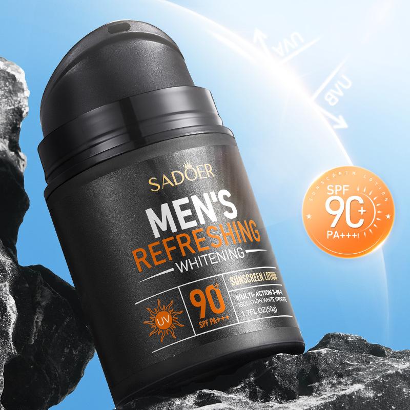 Men's SPF90 PA+++ Sunscreen Lotion UV Protection Face Sunblock Moisturizing Lightweight Outdoor Sports Sunscreen