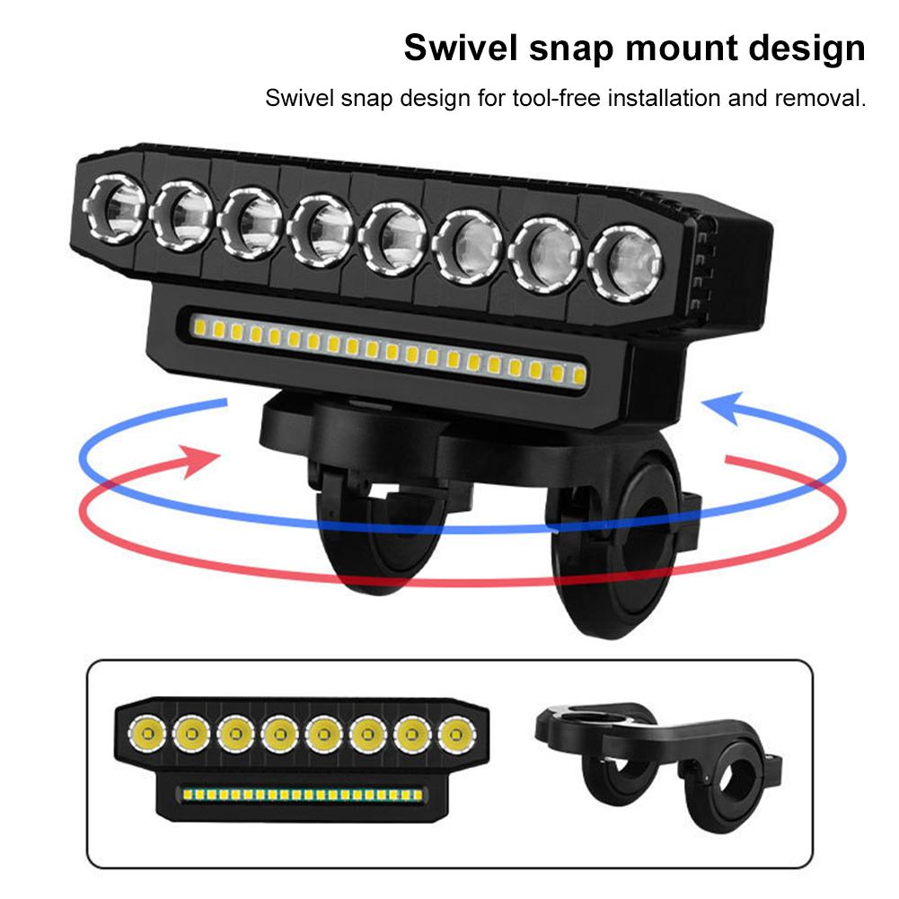 LED Bike Headlight Driving Fog Lights with 130DB Bell Bicycle Front Light Power Bank 6 Light Modes for Mountain Road Bike
