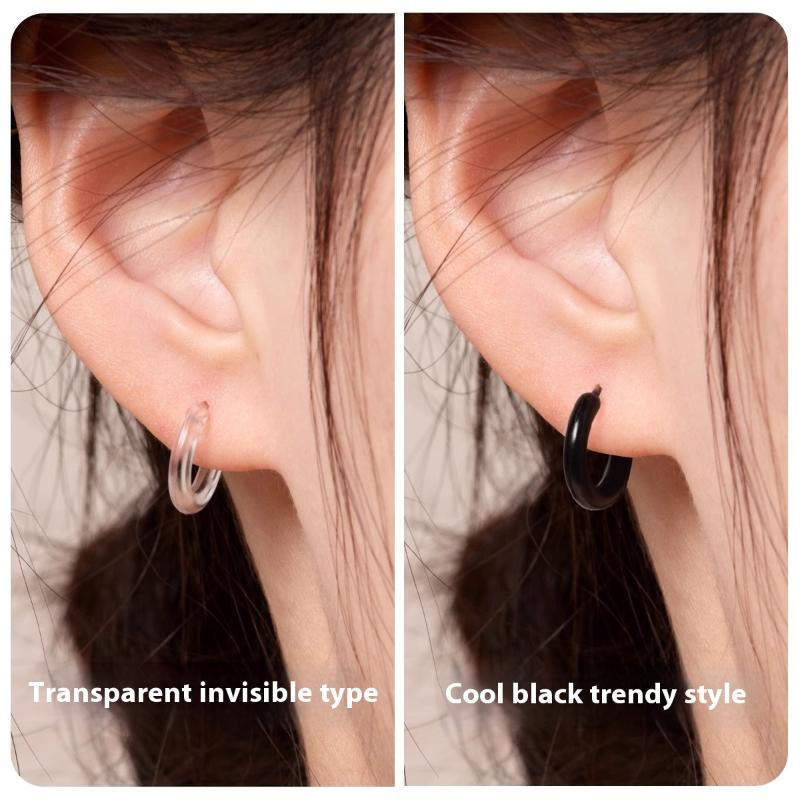 10 Pezzi Cerchietti Trasparenti in Resina Invisibili per Orecchie Prevenzione Allergie Bioplastica Cartilagine Elica Gioielli per Piercing