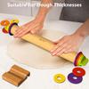 Rolling Pin with Thickness Rings for Baking,Fondant, Pizza, Pie Crust, Cookie, Pastry, Roller Rod for Dough Thickness, 13.6" Adjustable Wooden