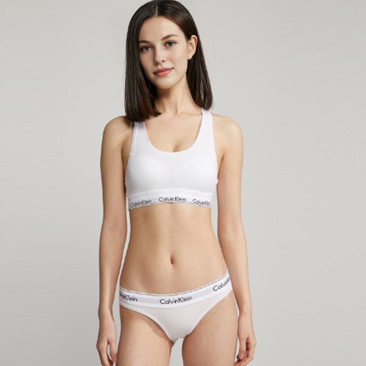 Calvin Klein Modern Attraction Jacquard Waistband Sexy Bikini Triangle Underwear Women Underwear White F3787AD-100