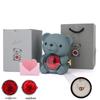 Set Regalo Fiore di Rosa Eterno & Collana con Scatola Portagioie Rotante in Acrilico e Orsacchiotto