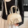 2025 New Western-style Pleated Solid Color Large Capacity Handbag Simple Shoulder Bag Retro Crossbody Bag