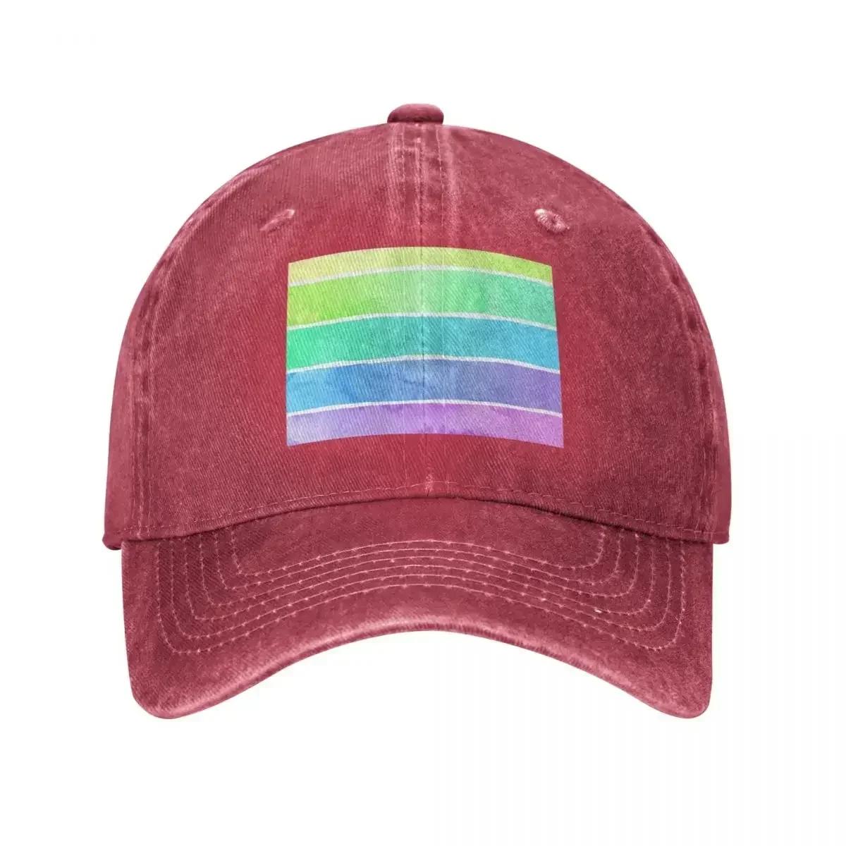 Summer Sorbet Rainbow Stripes Cap Cowboy Hat thermal visor winter hat for Women Unisexs