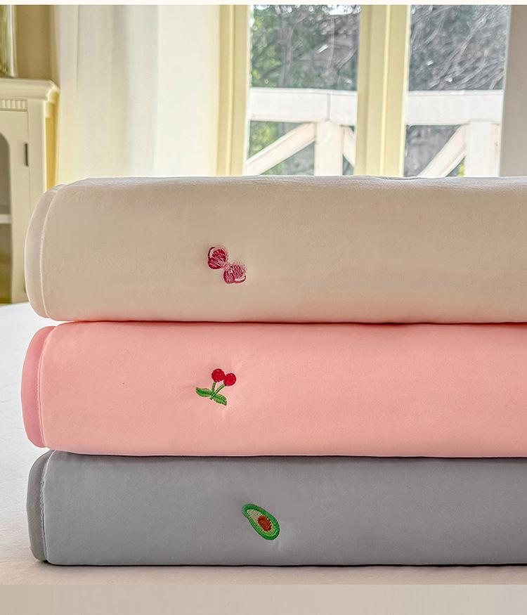 Embroidered Quilted Soybean Cotton Dustproof Non-Slip Fitted Sheet – Skin-Friendly & Soft Bed Cover
