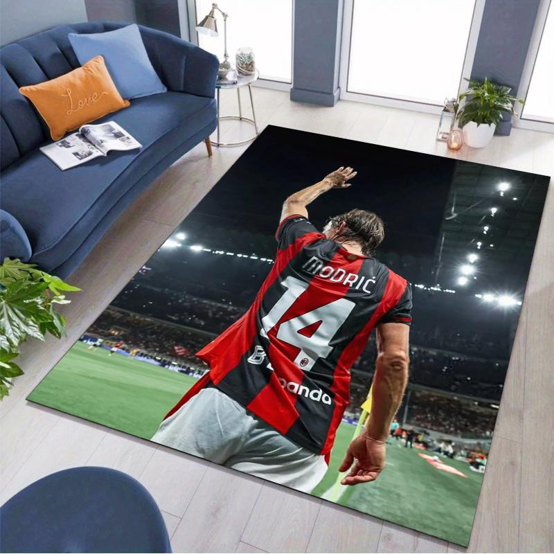 Luka Modric AC Milan No.14 Football Print Area Rug, Non Slip Floor Mat for Living Room Game Room Fan Decor