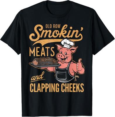 Old Row Smokin  Meats And Clapping Cheeks Funny BBQ Tee Gift Unisex T-Shirt
